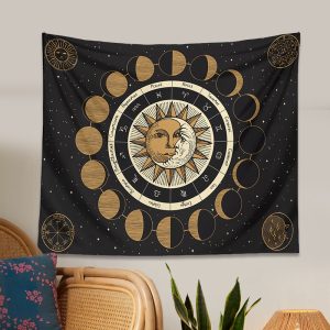 Wheel of the Zodiac Astrology Chart Tapestry Wall Decor